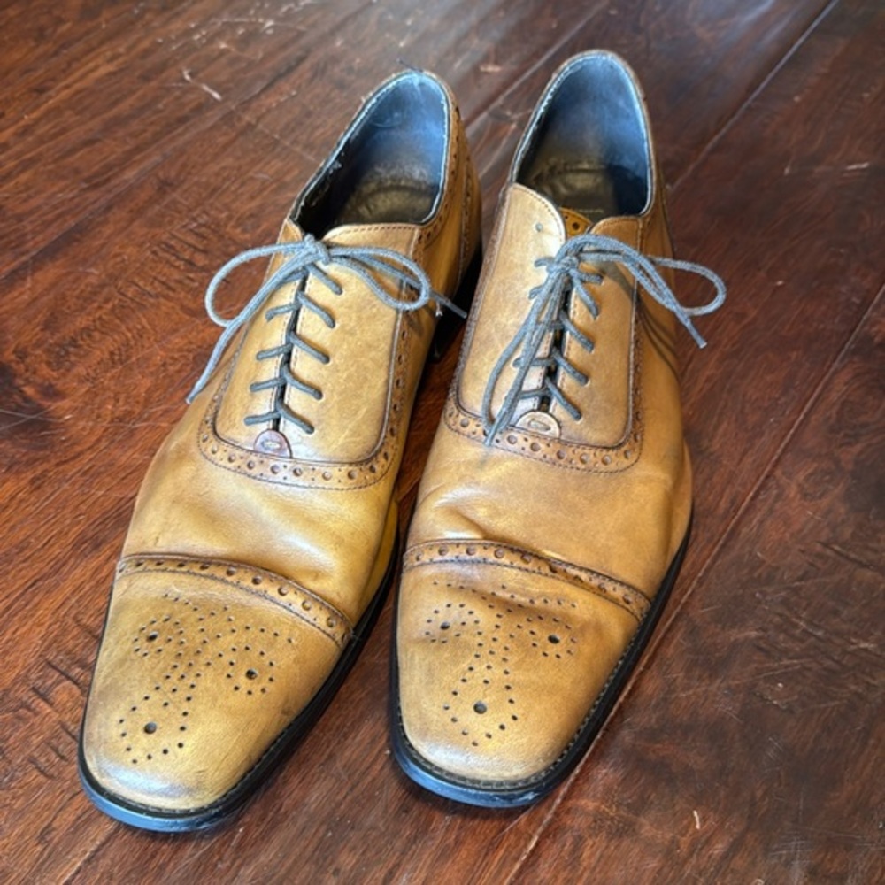 14th & Union oxfords lace up 6 eye dress shoes light warm brown size 13